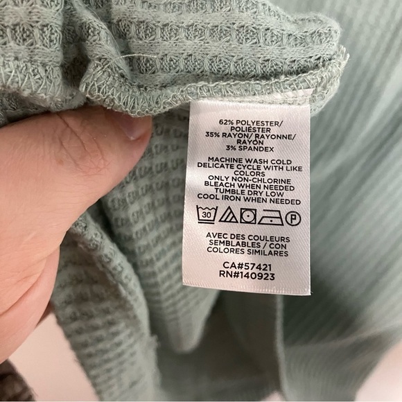 Loft waffle knit cowl knit top green size medium - Picture 8 of 10